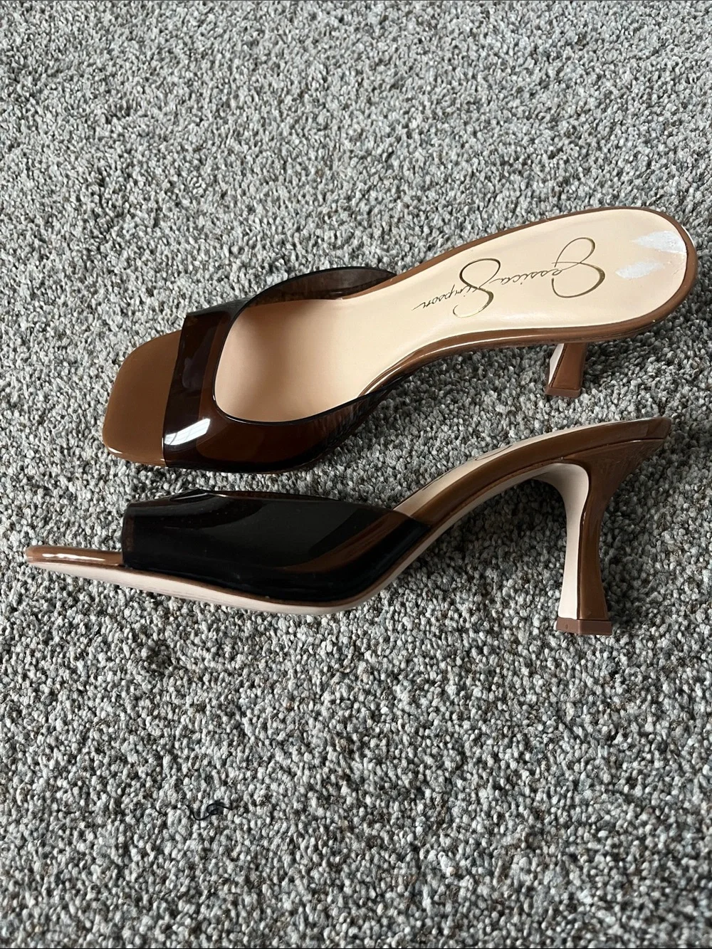 Jessica Simpson Brown Clear Slide Sandal Heels